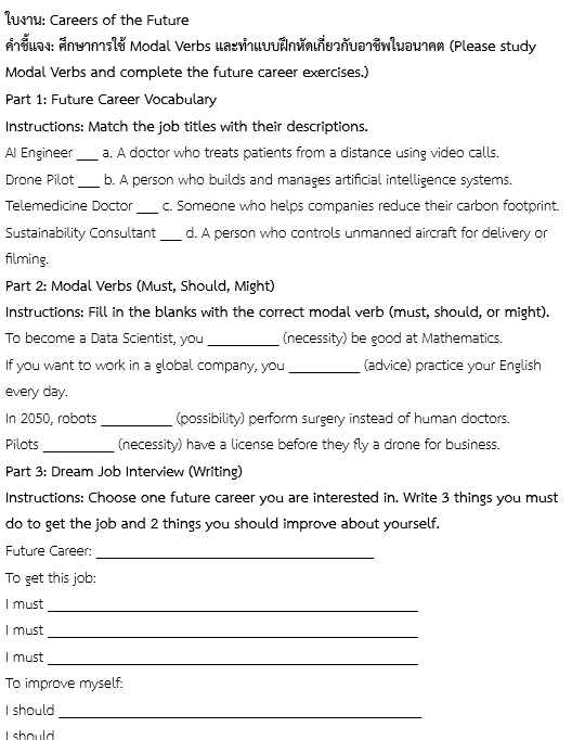 ใบงาน: Careers of the Future