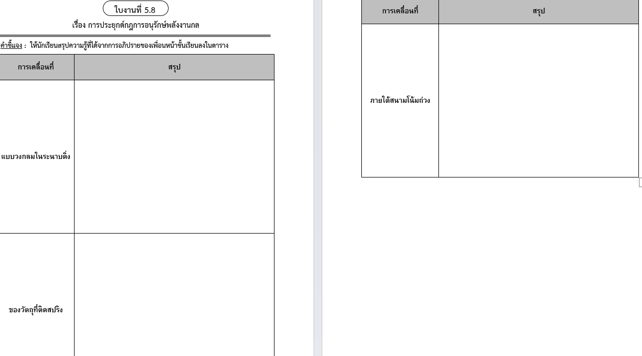 เรื่อง การประยุกต์กฎการอนุรักษ์พลังงานกล