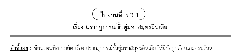 ใบงานที่ 5.3.1
เรื่อง ปรากฏการณ์ขั้วคู่มหาสมุทรอินเดีย
