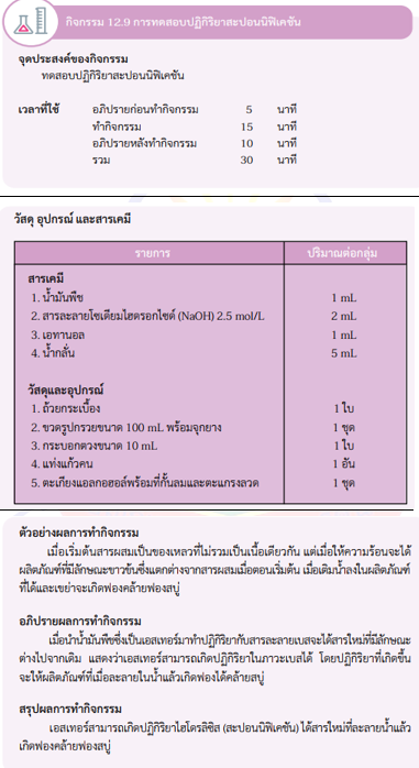 เรื่อง ปฏิกิริยาสะปอนนิฟิเคชัน	